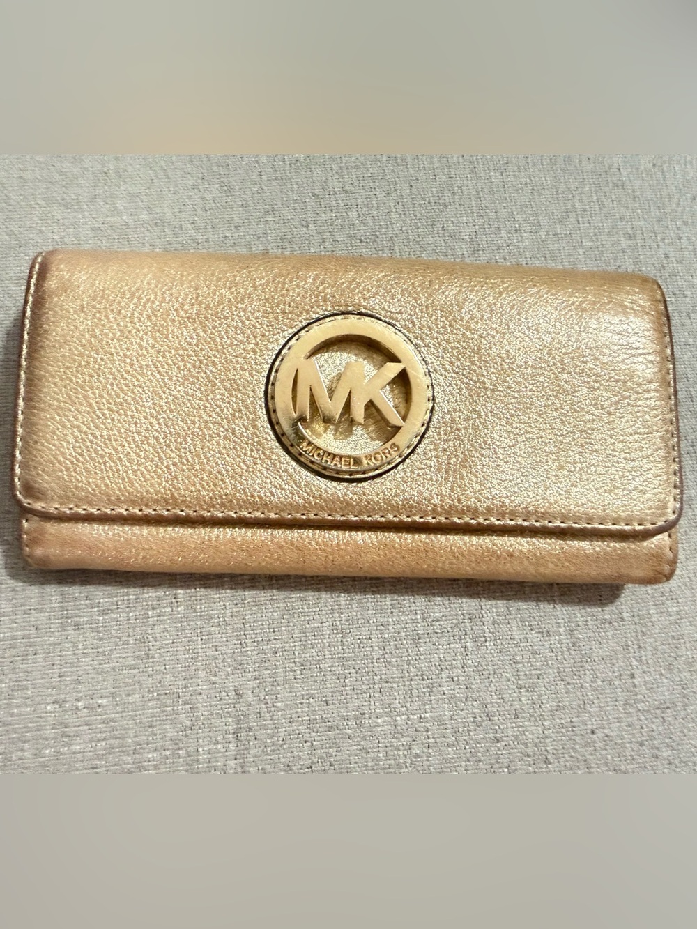 Michael Kors Metallic Gold Leather Clutch